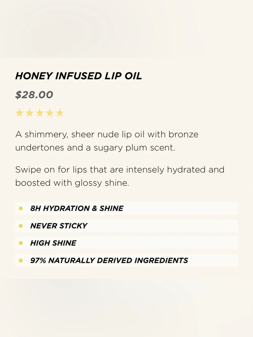 GISOU Honey Infused Lip Oil in Glazed Plum, Full‎ Size, New in Box